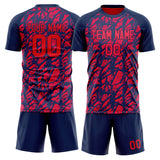 Custom Red Navy GeometricalPattern Soccer Set