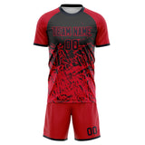 Custom Red Black GeometricalPattern Soccer Set