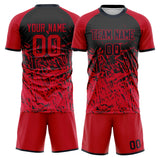 Custom Red Black GeometricalPattern Soccer Set