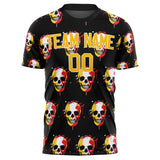 Custom Black Skull Soccer Jersey