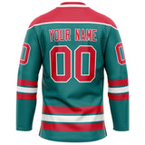 Custom Aqua Red Solid Colour Hockey Jersey