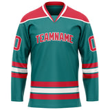 Custom Aqua Red Solid Colour Hockey Jersey