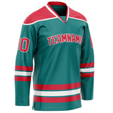 Custom Aqua Red Solid Colour Hockey Jersey