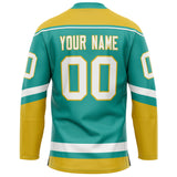 Custom Aqua Gold Solid Colour Hockey Jersey