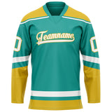 Custom Aqua Gold Solid Colour Hockey Jersey