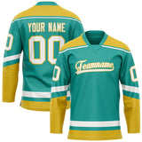 Custom Aqua Gold Solid Colour Hockey Jersey