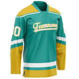 Custom Aqua Gold Solid Colour Hockey Jersey