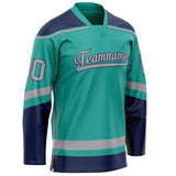 Custom Aqua Navy Solid Colour Hockey Jersey