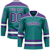 Custom Aqua Purple Solid Colour Hockey Jersey