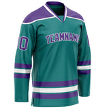 Custom Aqua Purple Solid Colour Hockey Jersey