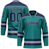 Custom Aqua Navy Solid Colour Hockey Jersey