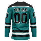 Custom Aqua Black Solid Colour Hockey Jersey