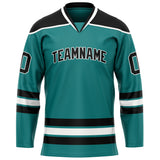 Custom Aqua Black Solid Colour Hockey Jersey