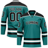 Custom Aqua Black Solid Colour Hockey Jersey