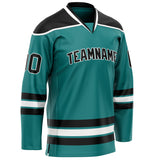 Custom Aqua Black Solid Colour Hockey Jersey