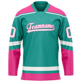 Custom Aqua Pink Solid Colour Hockey Jersey