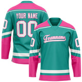 Custom Aqua Pink Solid Colour Hockey Jersey