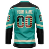 Custom Aqua Black Solid Colour Hockey Jersey