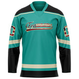 Custom Aqua Black Solid Colour Hockey Jersey