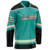 Custom Aqua Black Solid Colour Hockey Jersey