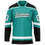 Custom Aqua Black Solid Colour Hockey Jersey