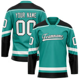 Custom Aqua Black Solid Colour Hockey Jersey