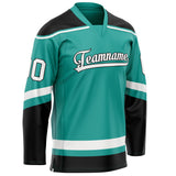 Custom Aqua Black Solid Colour Hockey Jersey