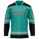 Custom Aqua Black Solid Colour Hockey Jersey