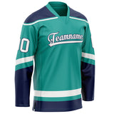 Custom Aqua Navy Solid Colour Hockey Jersey