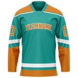 Custom Aqua Orange Solid Colour Hockey Jersey