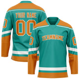 Custom Aqua Orange Solid Colour Hockey Jersey