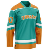 Custom Aqua Orange Solid Colour Hockey Jersey