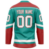 Custom Aqua Red Solid Colour Hockey Jersey