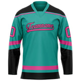 Custom Aqua Pink Solid Colour Hockey Jersey