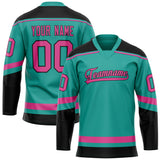 Custom Aqua Pink Solid Colour Hockey Jersey