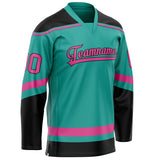 Custom Aqua Pink Solid Colour Hockey Jersey