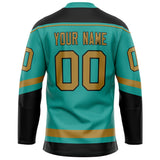 Custom Aqua Old Gold Solid Colour Hockey Jersey