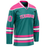 Custom Aqua Pink Solid Colour Hockey Jersey