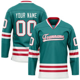 Custom Aqua White Solid Colour Hockey Jersey