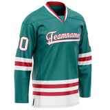 Custom Aqua White Solid Colour Hockey Jersey