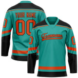 Custom Aqua Orange Solid Colour Hockey Jersey