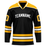 Custom Black Gold Solid Colour Hockey Jersey