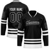 Custom Black White Solid Colour Hockey Jersey