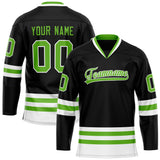 Custom Black Neon Green Solid Colour Hockey Jersey