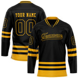 Custom Black Gold Solid Colour Hockey Jersey