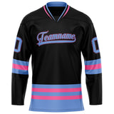 Custom Black Light Blue Solid Colour Hockey Jersey