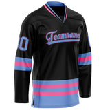 Custom Black Light Blue Solid Colour Hockey Jersey