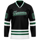 Custom Black Kelly Green Solid Colour Hockey Jersey