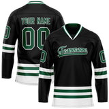 Custom Black Kelly Green Solid Colour Hockey Jersey