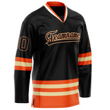 Custom Black Orange Solid Colour Hockey Jersey